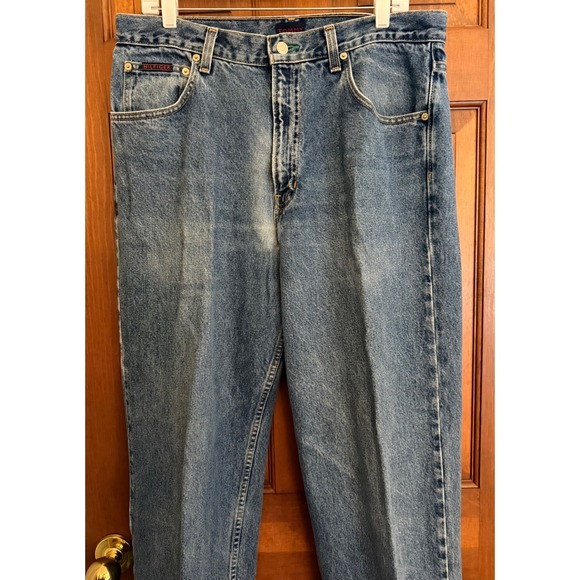 Tommy Hilfiger Mens Old‎ School Freedom Jean 36x34 Blue 90s Flag Spellout Denim - Picture 4 of 16